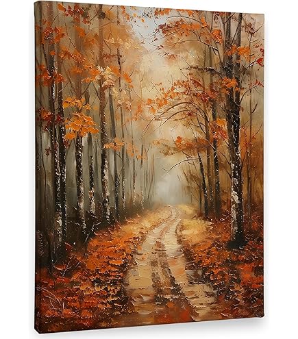 Amazon.com: Autumn Bridge 3 Panel Gallery Wrapped Canvas Autumn
